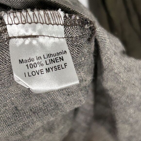 FLAX Tunic Top Size Small V-Neck Stripe 100% Linen Jeanne Englehart Lagenlook - Picture 5 of 6